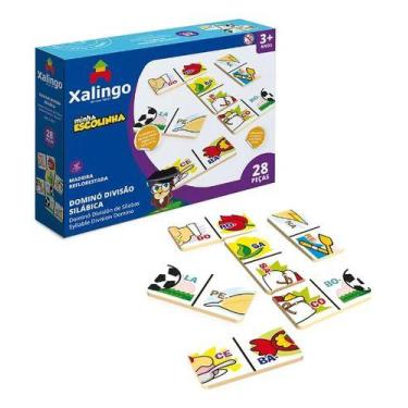 Imagem de Dominó Divisão Silábica Minha Escolinha 28 Peças Pedagógico - Xalingo