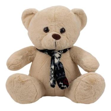 Imagem de Urso Bege Sentado Cachecol 77cm - Pelúcia - Foffy