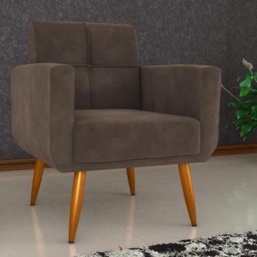 Imagem de Poltrona Decorativa para Sala Lilian Veludo Marrom - Mais de Casa