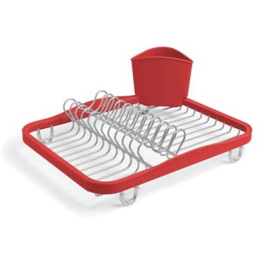 Imagem de Escorredor de pratos vermelho e niquel sinkin low - Umbra