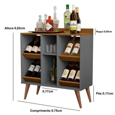 Imagem de Aparador Adega Bar Petrux Pés Palito Onix / Nature Comprar - Comprar M
