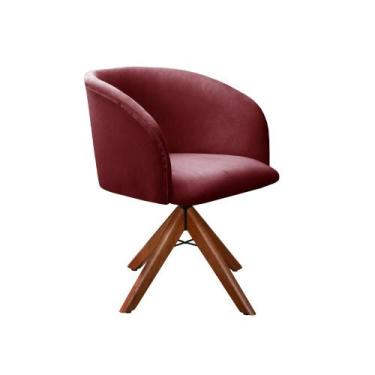 Imagem de Poltrona Decorativa Atenas Cadeira Giratória Pé Madeira - Bella Decor,