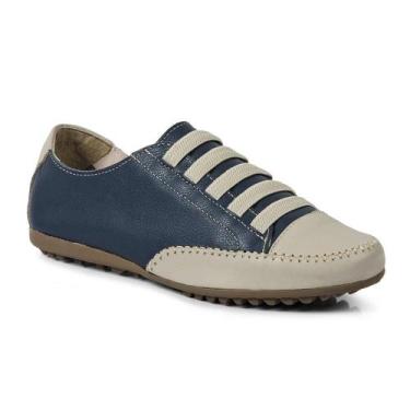 Imagem de Sapatênis Feminino Em Couro Com Ajuste Elástico Muito Confortável e Pr