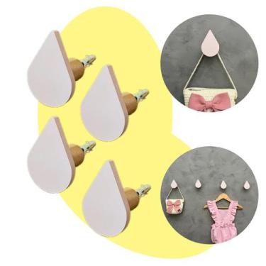 Imagem de 4 Ganchos de parede infantil menina decoração formatos rosa - Souvenir