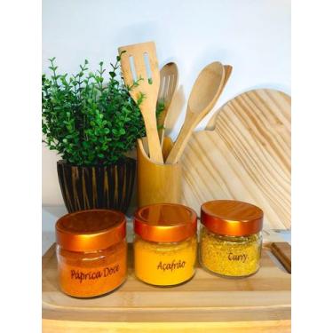 Imagem de Conjunto de Potes 215ml com tampa metálica para temperos 6 und - Nadir