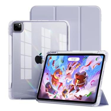 Imagem de GKABXY Nova capa para iPad Pro 12,9 polegadas 2022/2021/2020/(6ª/5ª/4ª geração) com suporte para lápis, capa traseira transparente 2 em 1 para iPad Pro de 12,9 polegadas suporta carregamento do Pencil