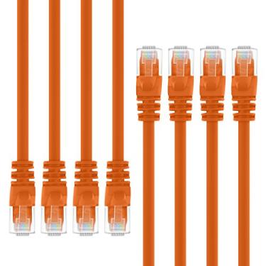 Imagem de GearIT Pacote com 8, cabo de patch Ethernet Cat5e 2 pés - cabo de rede LAN de computador RJ45 sem fecho, laranja - compatível com 8 portas Switch POE 8 portas Gigabit