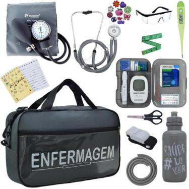 Imagem de Kit Enfermagem Aparelho Pressao Medidor Glicose Esteto Multi Incoterm,