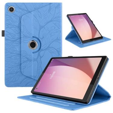 Imagem de Capa giratória para Lenovo Tab M8 4ª geração 20.3 cm (TB300FU/TB300FX) Capa de couro PU leve com suporte para caneta para Lenovo Tab M8 4ª geração 2023-turquesa