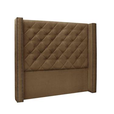 Imagem de Cabeceira Cama Box King 195cm e Recamier Vicenza Suede S04 Cor Caramelo