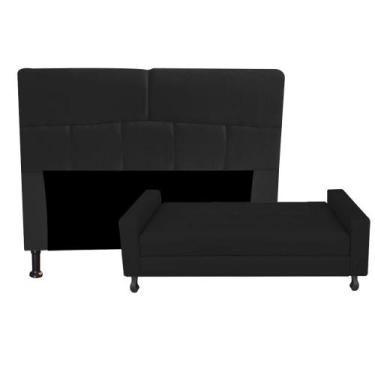 Imagem de Kit Félix com Cabeceira Dona 1,60 cm Queen Size  Baú Quarto Sala Suede