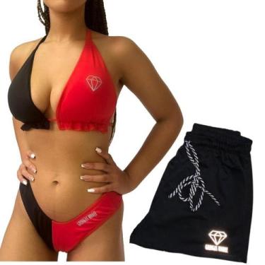 Imagem de Biquíni Com Bojo Cortininha + Short Gringas Model, Único 36-42, Vermel