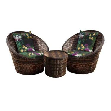 Imagem de Conjunto de Poltronas Fibra Sintética Bola - 2 Poltronas + 1 Mesa Cent