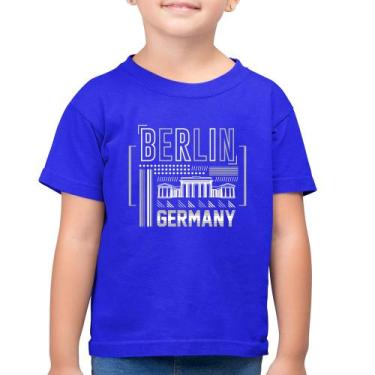 Imagem de Camiseta Algodão Infantil Berlim Alemanha - Foca na Moda, Azul royal, 
