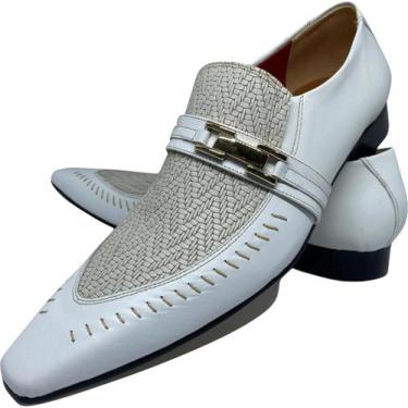 Imagem de Sapato Masculino Italiano Em Couro Trança Real Ref: D395 - Branco - AR