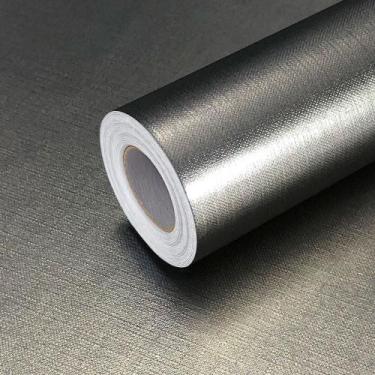 Imagem de Kit 10 Metros de Papel de Parede Lavavel Metalico Textura Prata Old - 