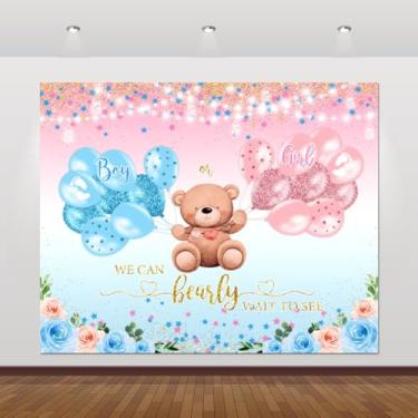 Imagem de Pano de fundo para decoração de revelação de gênero 3 x 2,4 m, menino ou menina, rosa azul, faixa de festa revelada para chá de bebê, suprimentos de decoração de fundo para fotografia