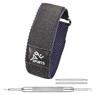 Imagem de Pulseira de relógio Alpine Sporty de nylon | Pulseiras de relógio masculinas leves e ajustáveis | Pulseira de relógio de substituição compatível com relógios regulares e inteligentes, Azul/preto, 22MM
