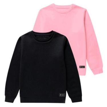 Imagem de Kit 2 Moletom Infantil Liso Básico Gola Redonda Sem Capuz - Calttony, 
