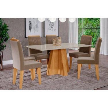 Imagem de Sala De Jantar Completa Patricia 160cm + 6 Cadeiras TaísMoldura Nature-ow-joli Cimol