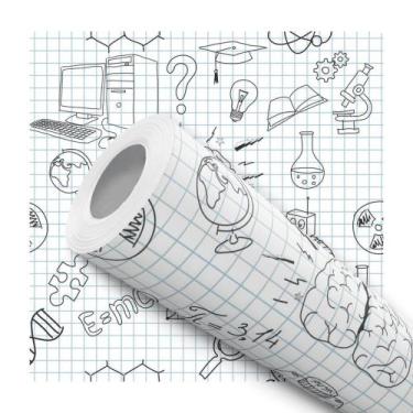 Imagem de Papel De Parede Adesivo Lavável Teen Ciência Desenho Quadriculado Estu