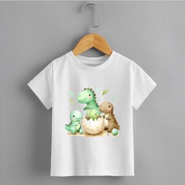Imagem de Camiseta Infantil Dinossauro Estampada "3 Dinos" Personalizadas 100% A