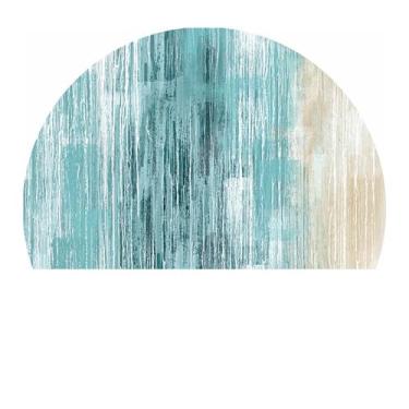 Imagem de Tapete redondo abstrato para sala de estar tapetes macios para sala de jantar embaixo da mesa, tapete antiderrapante para entrada de escritório e cozinha (flor 17,60 x 90 cm)