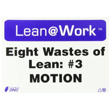 Imagem de Zing Green Products 2168 Placa de plástico reciclado Lean at Work "Eight Wastes of Lean: #3 Motion", 35,5 cm de comprimento, 25,4 cm de largura