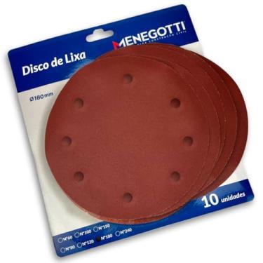 Imagem de Lixas 180mm P/Lixadeira Parede Teto Madeira Raspas Mlp710 Mlp800h Menegotti Efeito Aderente Fixação Acabamento Kit Profissional - 10 Unidades De Gramatura (GR240)