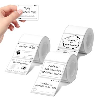 Imagem de NIIMBOT Conjunto de 3 rolos de etiquetas para impressora de adesivos B1/B21/B3S, 40 x 30 mm (1,57" x 1,18") 230 etiquetas/rolo, refil de fita de etiquetagem para casa, escola, escritório, pequenas