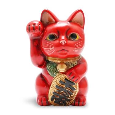 Imagem de COTONOHA Seto-yaki Maneki Neko Cofrinho, 16 cm, Gato da Sorte Japonês Vermelho