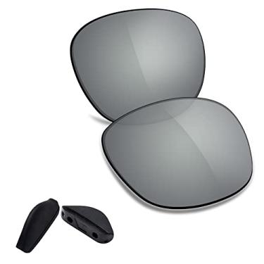 Imagem de TRUSHELL 20+ Opções Protetor de Nariz/Lente de Substituição para OAKLEY Game Changer OO9291 Óculos de sol, Black Nose Pad + Silver Mirror - Polarized, Game Changer