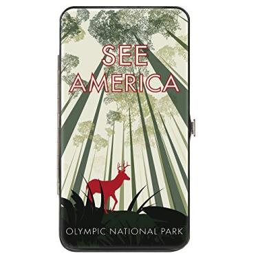 Imagem de Buckle-Down Carteira feminina com dobradiça - Parque Nacional Olímpico, 17,78 cm x 10,16 cm