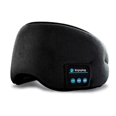 Imagem de Tapa Olho Para Dormir Máscara Com Som Bluetooth Fone De Ouvido Dormi Meditar Confortável Carrega Via Usb Cor Cinza Azul Preto (Preto)