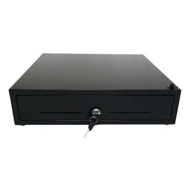 Imagem de Gaveta Caixa Para Dinheiro Manual Preto Pino Trava Superior - Multifor