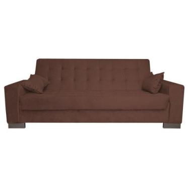 Imagem de Sofá Cama 2 Lugares para Sala de Estar Lisboa Suede Marrom - DROSSI