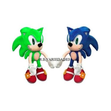 Imagem de Kit Com 2 Bonecos De Pelúcia Do Sonic Azul e Verde 50cm - R.B VARIEDAD