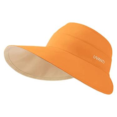 Imagem de RiToEasysports Viseira de Sol Feminina, Chapéu de Algodão de Verão, Ajustável, Dobrável, Reversível, Buraco de Rabo de Cavalo, Laranja, Mulheres, Adulto, Visor, Poliéster, Verão, Feminino