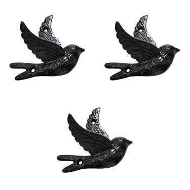 Imagem de AYZCORP Conjunto de 3 ganchos de ferro fundido em forma de pássaro para decoração de arte de parede, cabides em forma de arco e porta-chaves - cabideiro de roupas e mochila - ganchos para casaco,