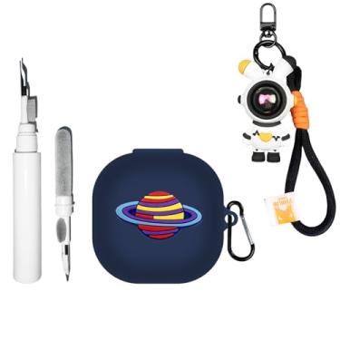 Imagem de [4 em 1] Capa de silicone SKPY compatível com SHOKZ OpenFit 2 com pingente e chaveiro, capa protetora à prova de choque para homens e mulheres