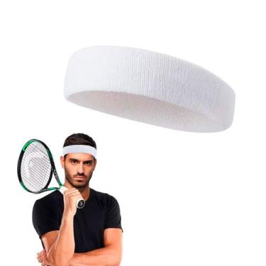 Imagem de Faixa Testeira Atoalhada Absorve Suor Unissex - Estilo Boleiro, Branco