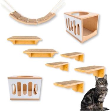 Imagem de Playground Gato 9 Peças - Onda Sonora - Super Resistente Montado Premium (Branco)