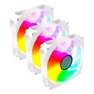 Imagem de Kit 3 FAN RGB Branco PC Gamer Micro Atx Itx - Sem marca