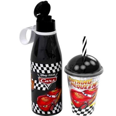 Imagem de Kit Copo 280ml e Garrafinha 530ml do Carros Relâmpago Mcqueen - Plasút