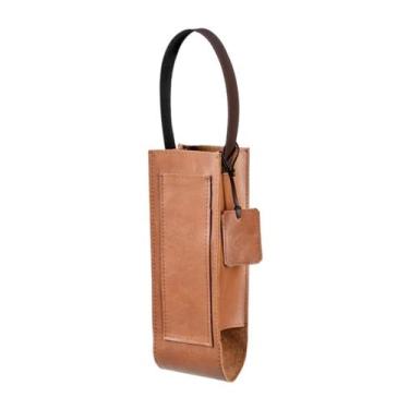 Imagem de Porta Garrafa em Couro com Alça e Tag P/ Presente Boccati