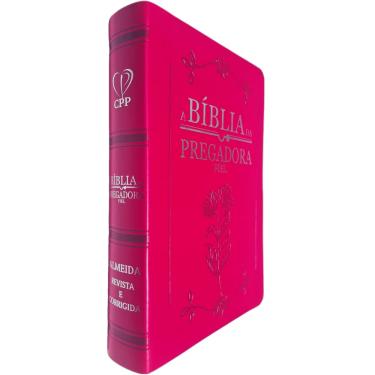 Imagem de A Bíblia da Pregadora Fiel ARC Full Color Capa PU Luxo Pink Palavras de Deus em Azul e as de Jesus em Vermelho