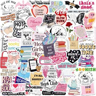 Imagem de 55 peças de adesivos de livros para Kindle, adesivos de leitura de livros para laptops leitores de e-books Booktok garrafas de água diário álbum de recortes à prova d'água (holográfico)