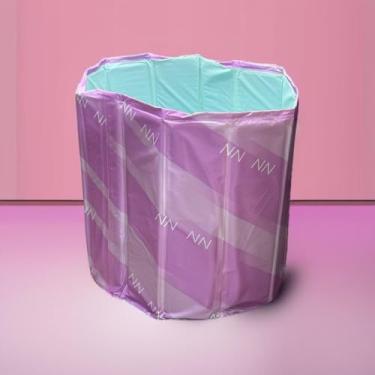 Imagem de Banheira Redonda Dobrável para Adultos e Crianças, Banheira Portátil, Banheiro SPA, GELO, Fácil Armazenamento (ROSA)