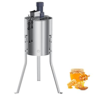 Imagem de Extrator elétrico de mel moldura 4/8, giratório de colmeia de aço inoxidável com tampa transparente, equipamento de centrífuga de apiário para extração de mel, suporte de altura ajustável, durável e