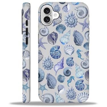 Imagem de Kapadiy Capa para iPhone 16, verão praia concha para mulheres homens capa protetora de corpo inteiro à prova de choque 2 em 1 silicone + capa rígida de PC para iPhone 16